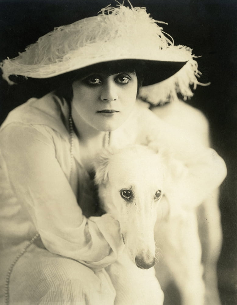 Theda Bara With Her Russian Wolfhound Canvas Art - (16 x 20)