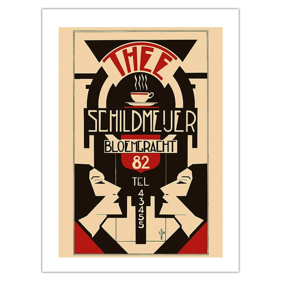 Thee (Tea) - Schildmeijer Cafe - Amsterdam Netherlands - Art Deco - Vintage Advertising Poster c.1930 - Bamboo Fine Art 290gsm Paper Print (Unframed) 24x32in