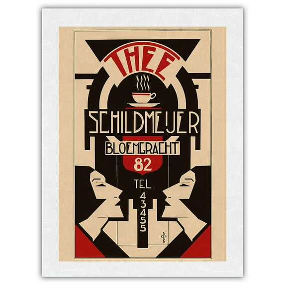 Thee (Tea) - Schildmeijer Cafe - Amsterdam Netherlands - Art Deco - Vintage Advertising Poster c.1930 - Japanese Unryu Rice Paper Art Print (Unframed) 18 x 24 in