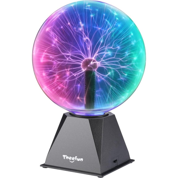 Theefun Plasma Ball, 8 Inch Huge Plasma Globe Birthday Gifts Touch & Sound Sensitive Ball Lamp Electric Lightning Novelty Light for Parties, Home, Prop, Room Decoration, Multicolor