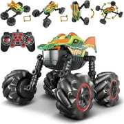 Thehomeuse Monster Truck Remote Control Car Dinosaur Toys - 2.4 GHz 360° Spins Stunt Car Rechargeable Cars Toys 45° Drift Outdoor for Boys Girls