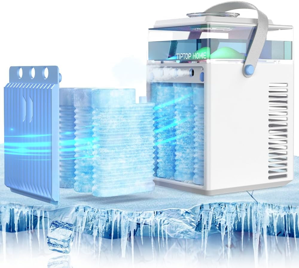 Thehomeuse Portable Air Conditioner, 800 BTU 4-in-1 Evaporative Air Cooler Fan, Blue