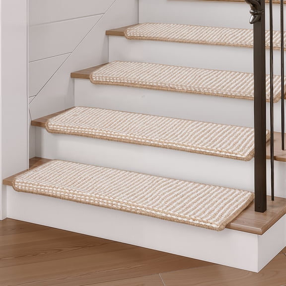 Thehsnt 14 Pack Bullnose Carpet Stair Treads Non-Slip, Peel and Stick Adhesive Step Covers for Indoor Stairs, Safety Protector for Kids and Pets