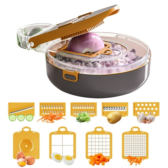 Thehsnt 14-in-1 Vegetable Chopper Draining Vegetable Cutter with Stainless Steel Blades Easy to Clean Multi-Purpose BPA-Free Plastic Kitchen Gadget for Fruits Vegetables Garlic Onion