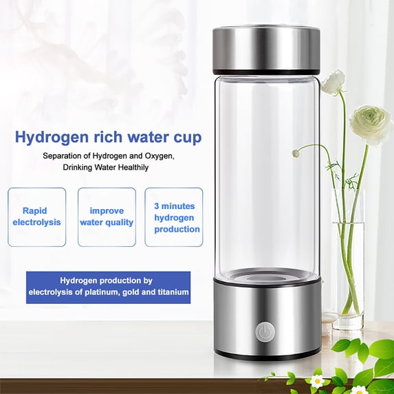 Thehsnt 420ML Hydrogen Rich Water Bottle SPE PEM Technology Portable USB Rechargeable Hydrogen Water Generator Glass Drinking Cup Birthday Gift