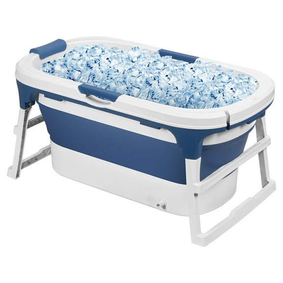 Thehsnt 43/55 inch Foldable Bathtub, Portable Bathtub for Adult, Large Collapsible Tub with Handle, Freestanding Surround Collapsible Bathtub, No Lid, Hot Bath, Ice Bath