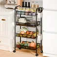 thumbnail image 1 of Thehsnt 5-Tier Rolling Storage Cart - 360° Spin Metal Wire Shelves with Locking Wheels, Space-Saving Organizer for Kitchen/Pantry/Bathroom, Rust-Resistant Black Shelving Unit, 1 of 14