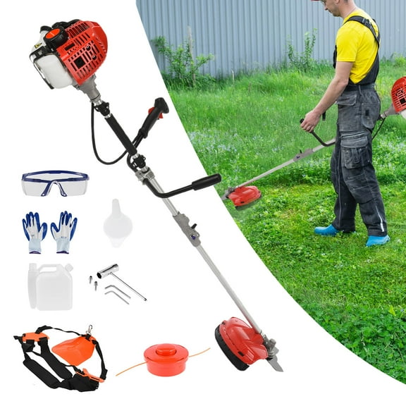 Thehsnt 52cc 2-Cycle Gas String Trimmer - Professional Straight Shaft with Backpack Harness for Heavy Duty Grass Cutting