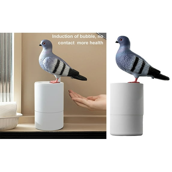 Thehsnt Automatic Touchless Foam Soap Dispenser - Cute Pigeon Design, Battery Operated, Countertop Hand Sanitizer Dispenser for Bathroom or Kitchen