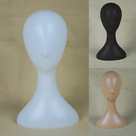 Thehsnt Female Head Model Fadeless Smooth Plastic Abstract Mannequin Head Wig Hair Display Stand for Professional or Personal Use
