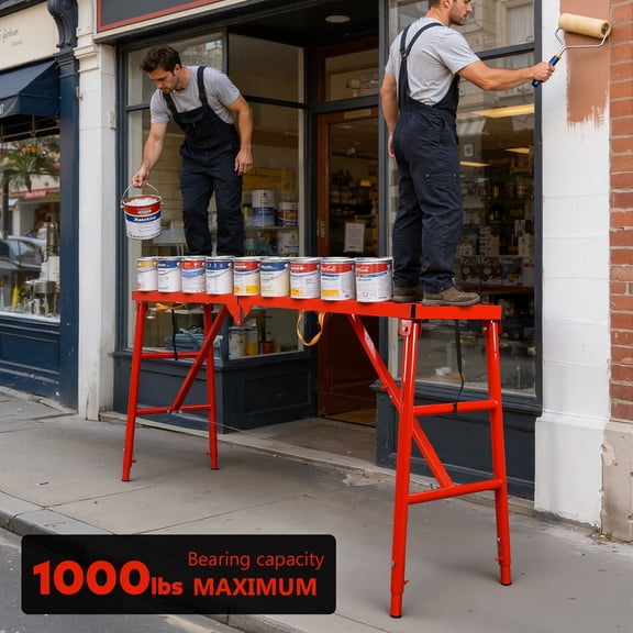 Thehsnt Foldable Scaffolding Platform – 1000 lbs Capacity, 33"-57" Height Adjustable Work Platform with Anti-Slip Surface for RV, Painting, Construction