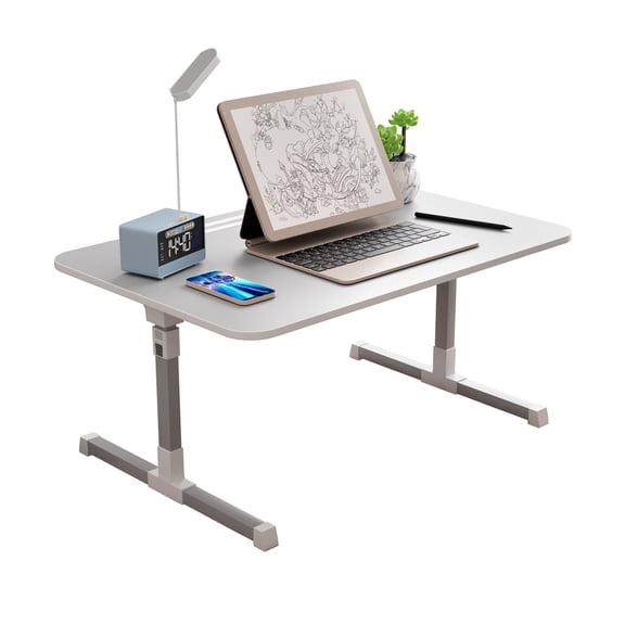 Thehsnt Laptop Bed Tray Table, Adjustable Laptop Bed Stand, Lap Desk with LED Light, Portable Standing Table with Foldable Legs, USB Charging, Folding Lap Tablet Table for Sofa Couch