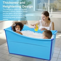 Thehsnt Large 39 Inch Collapsible Bathtub - Foldable Portable Design for Space Saving Storage & Easy Drainage