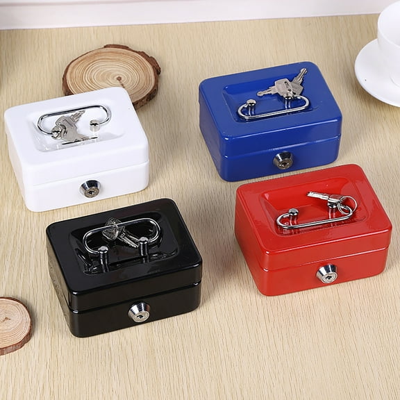 Mini Cash Box with Security Lock And Two Keys, Compact Shock-proof Portable Multi Compartments Deposit, Petty Cash Cash Safe Metal Box, Jewelry Precious Stuff Container