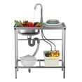 thumbnail image 1 of Thehsnt Mop Sink with Extended Elevated Rack, Sink for Laundry Room, Kitchen, Restaurant, Garage, Overflow-Proof Reservoir, 5 Hooks, 150kg Capacity(17.7"×16.1"×68.9"), 1 of 9
