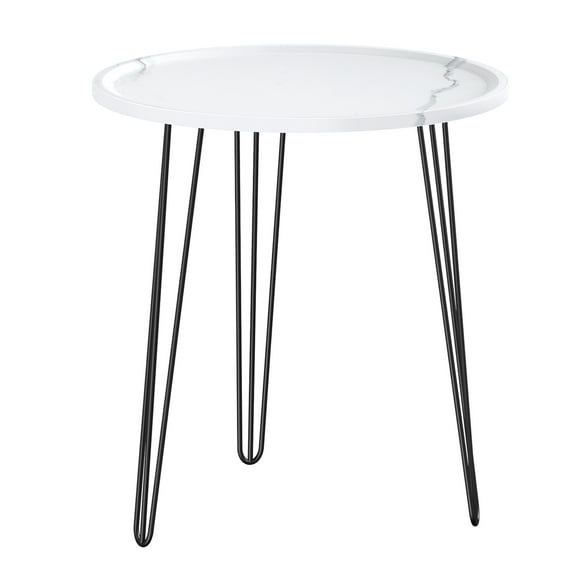Thehsnt Patio Table, Small Round Table, Home Apartment Dining Table, Living Room Window Coffee Table with Marble Pattern and Iron Frame