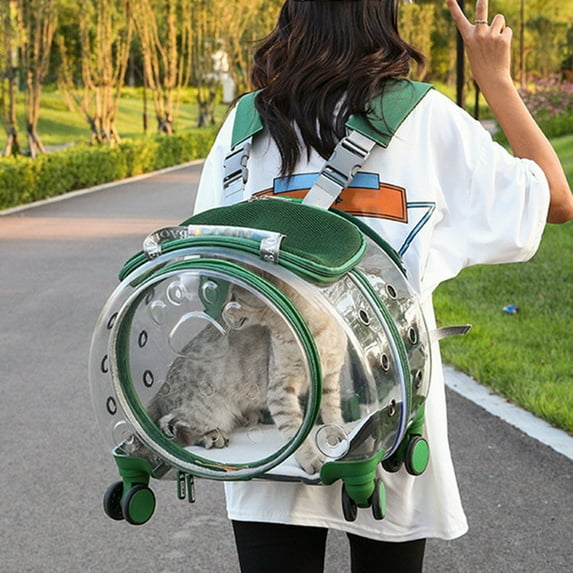 Thehsnt Pet Travel Carrier with Ventilation - Quiet Wheeled Backpack for Cats & Dogs