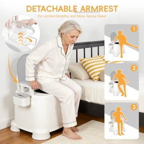 Thehsnt Portable Commode Chair with Removable Armrest – 220 lbs Capacity, Non-Slip Feet, Odor Control for Elderly, Disabled, Pregnancy