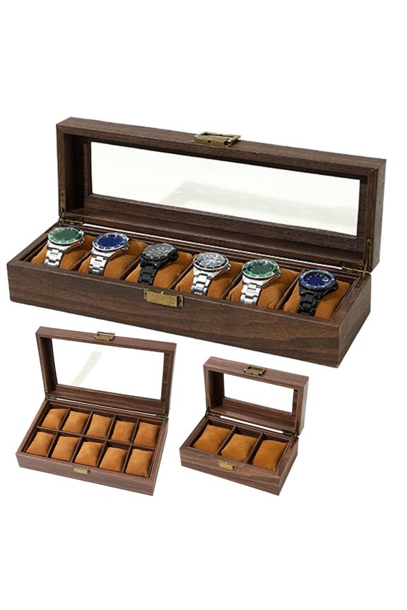 Watch Storage Box Display Case with Removable Pillows Clear Window Design All-Round Protection Large Capacity Dust-Proof Watch Organizer
