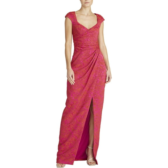 Theia Womens Cap Sleeve Maxi Evening Dress