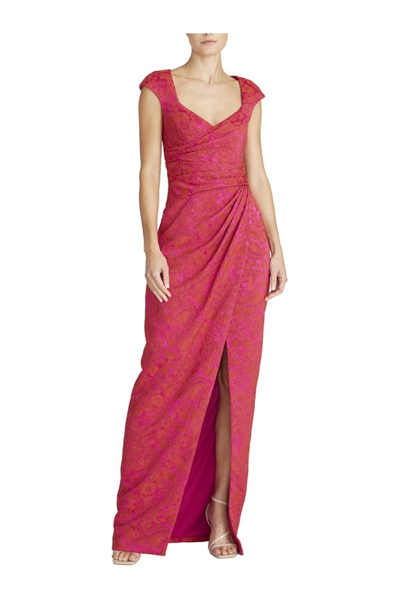 Womens Cap Sleeve Maxi Evening Dress