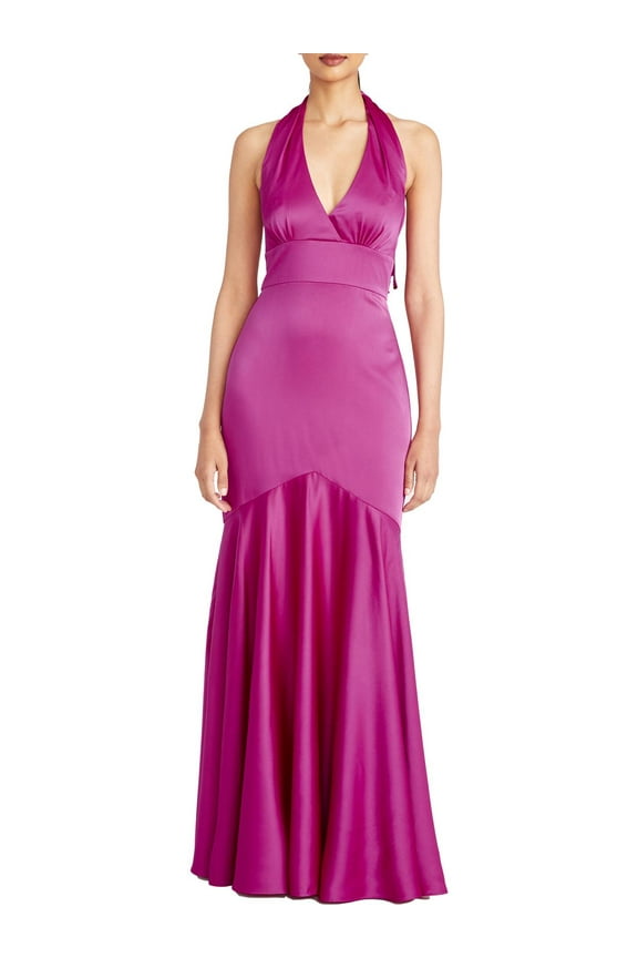 Womens Open Back Long Halter Dress