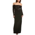 thumbnail image 1 of Theia womens  Andrina Lace Off-Shoulder Gown, 0, Black, 1 of 3