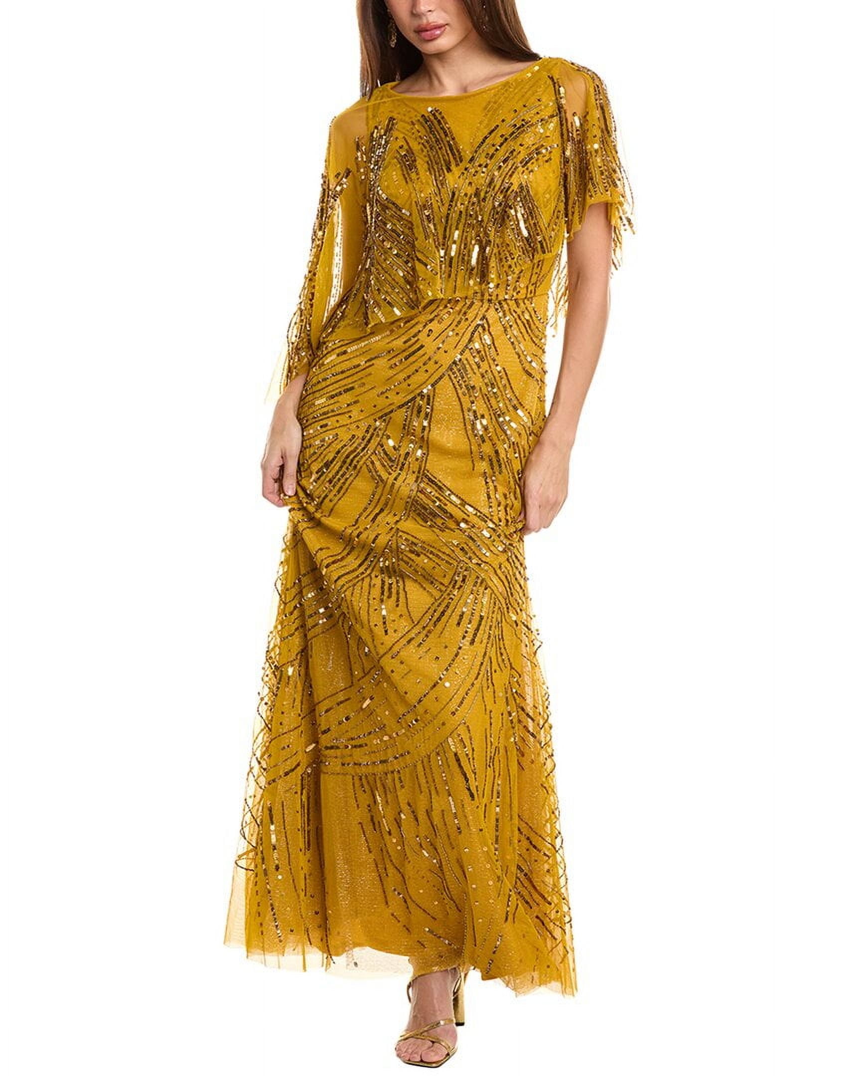 Theia womens Ayla Beaded Shawl Gown, 6, Gold - Walmart.com Theia womens Ayla Beaded Shawl Gown, 6, Gold - Walmart.com