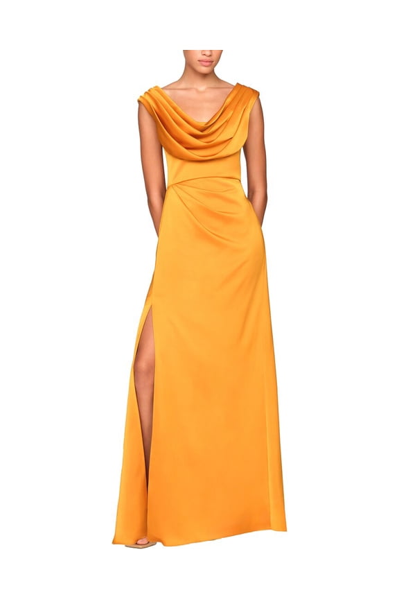 womens  Blair Cowl Draped Gown, 4, Gold