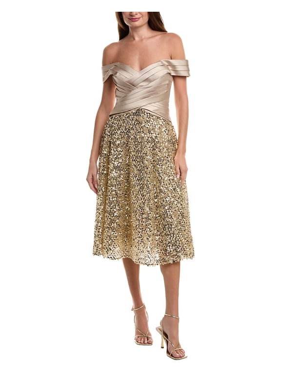 womens Brandy Sequin Cocktail Dress, 10, Gold