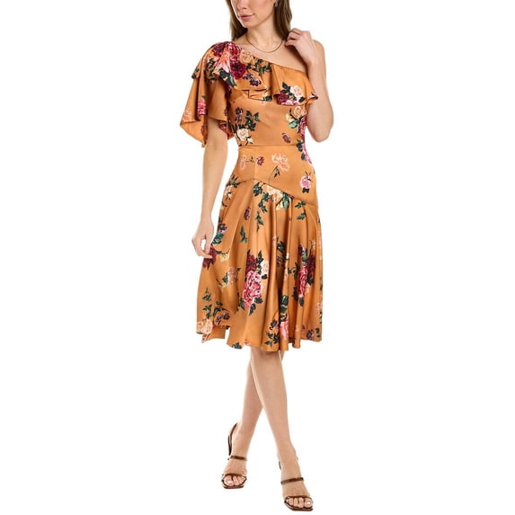 Theia womens Elora Printed Cocktail Dress, 6, Pink
