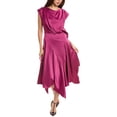 thumbnail image 1 of Theia womens  Isla Satin Draped Midi Dress, 16, Pink, 1 of 3