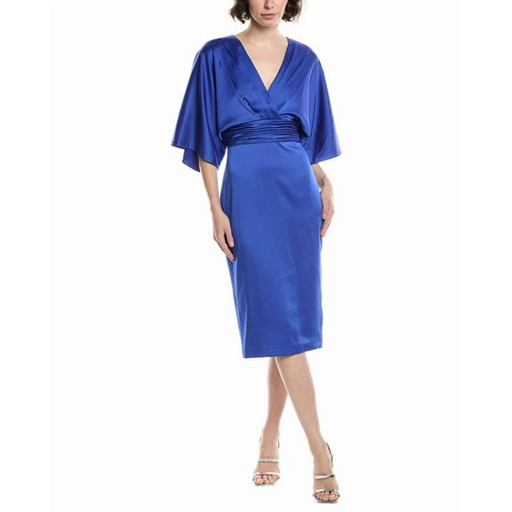 Theia womens  Kimono Satin Cocktail Dress, 0, Blue