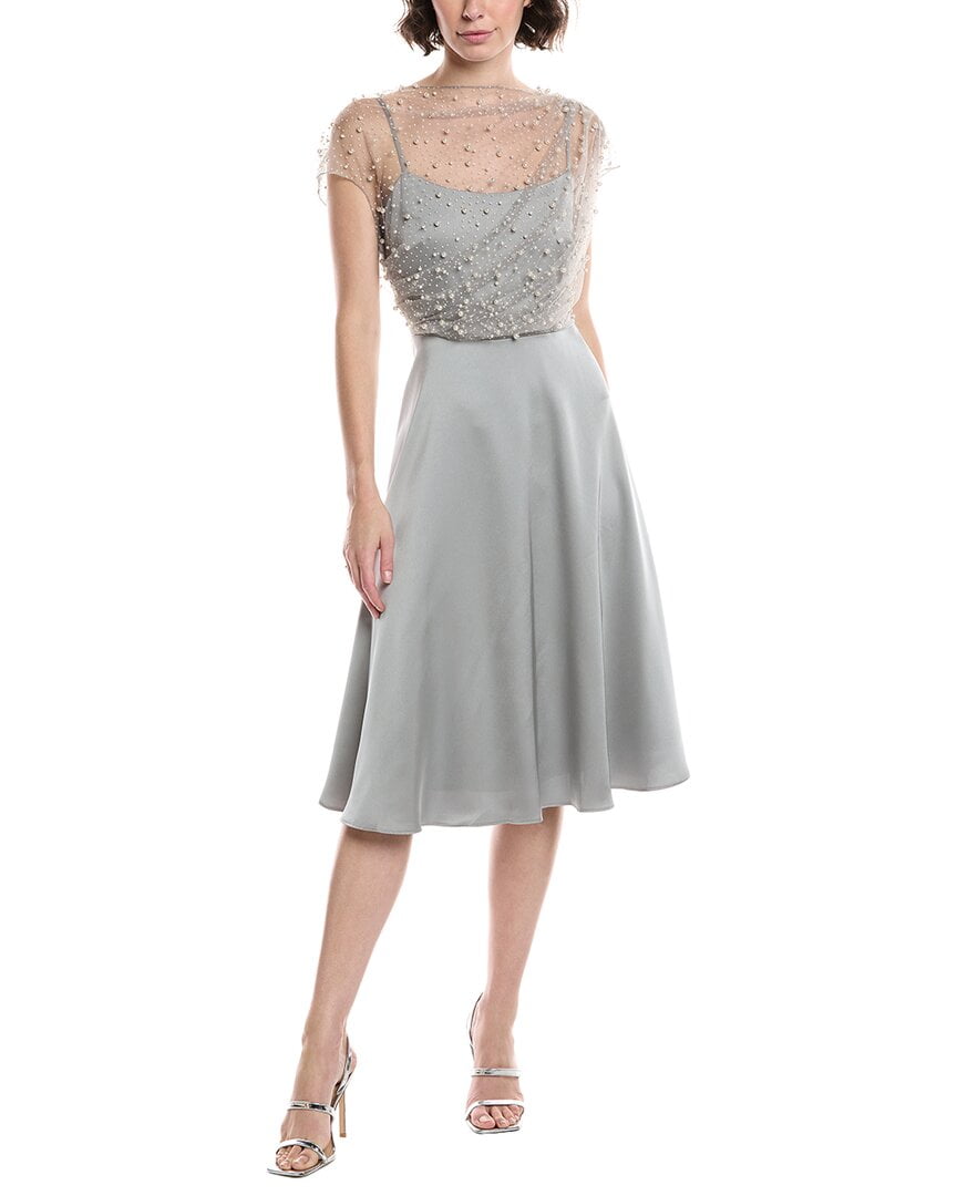 Theia womens Lori Glimmer Satin Dress, 12, Grey - Walmart.com