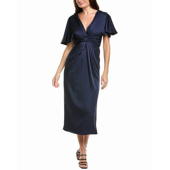 Theia womens Lucia Kimono Midi Dress, 14, Blue