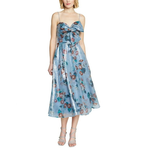 Theia womens  Paisley Bow Drape Dress, 8