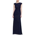 thumbnail image 1 of Theia womens  Raya Asymmetric Draped Gown, 0, Blue, 1 of 3