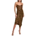 thumbnail image 1 of Theia womens  Stretch Jacquard Strapless Cocktail Dress, 0, Gold, 1 of 3
