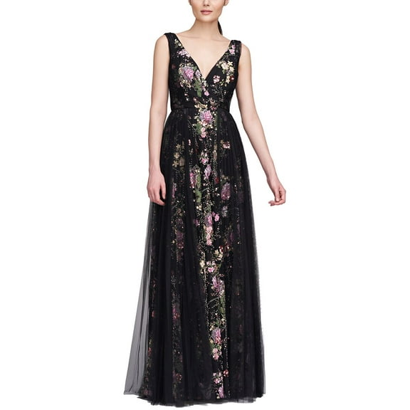 Theia womens  Toni V Neck Beaded Gown, 4