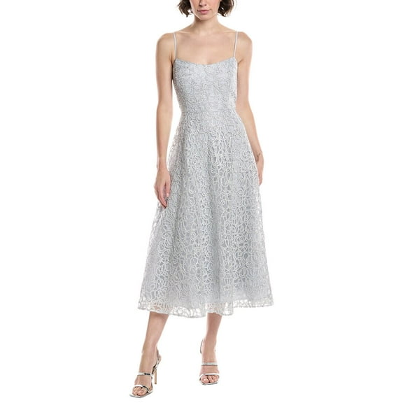 Theia womens  Tulle Midi Dress, 0, Metallic