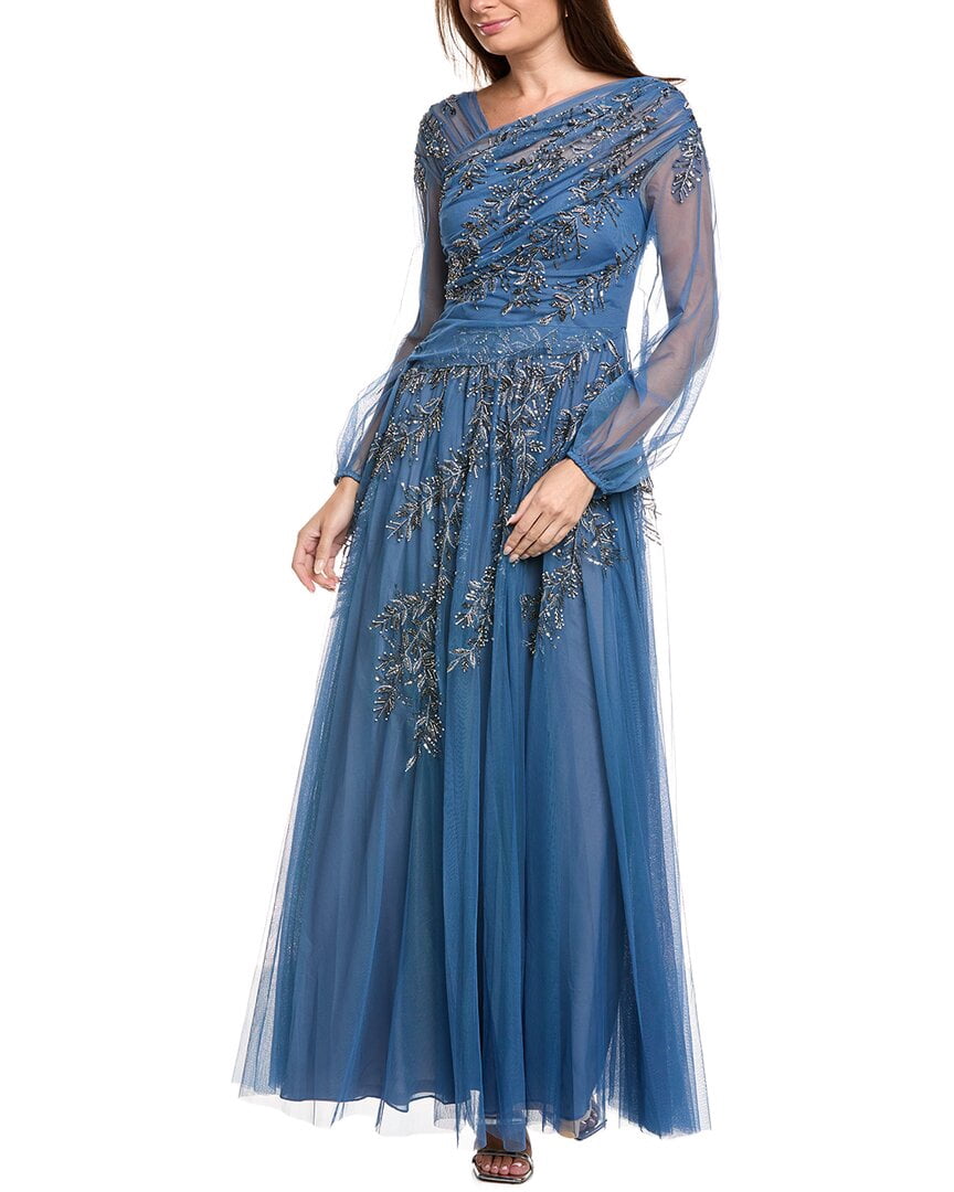 Theia womens Wilma Bishop Sleeve Gown, 6, Blue - Walmart.com