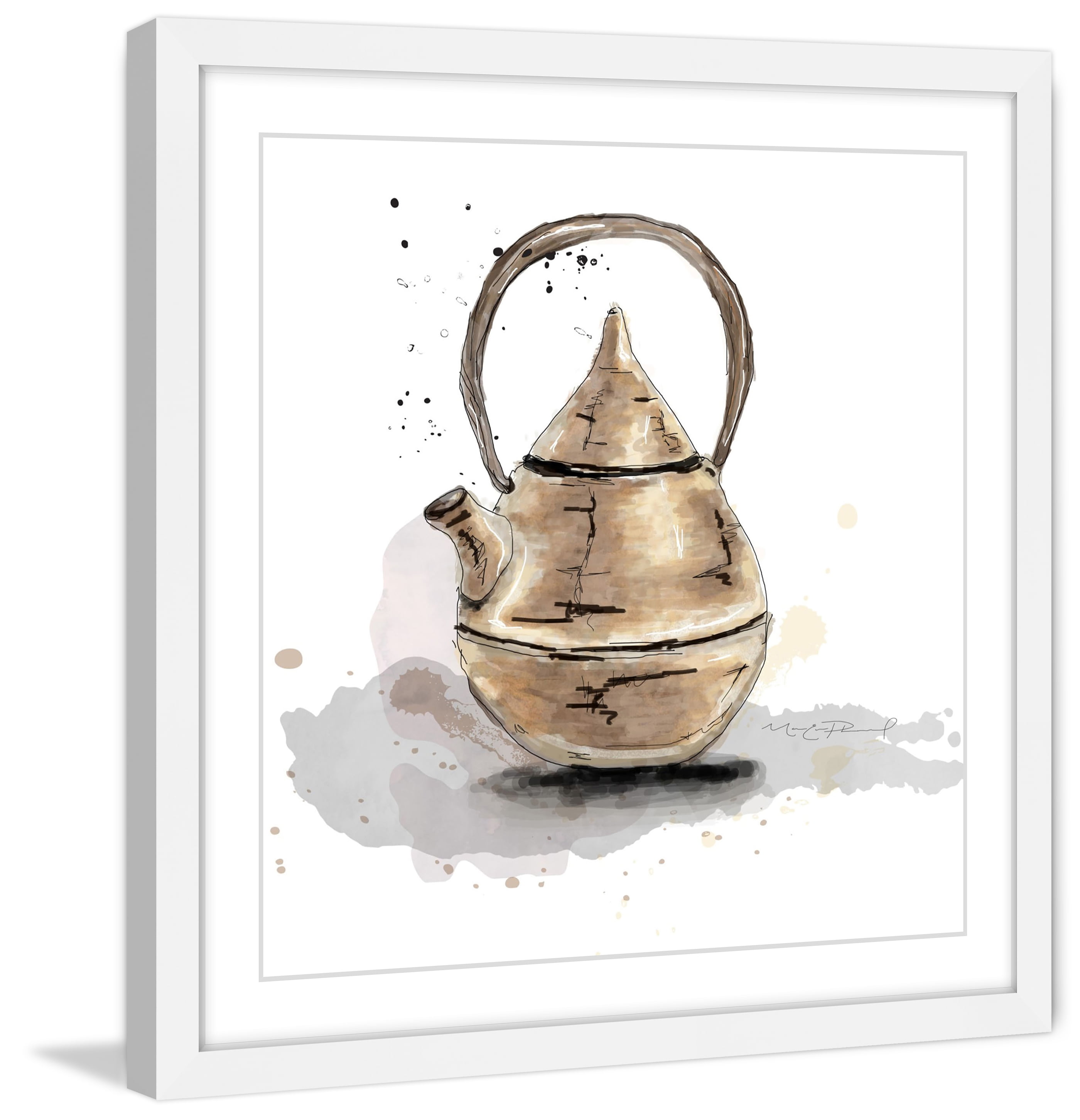 "Theiere 3" Framed Painting Art Print, 32" x 1.5"
