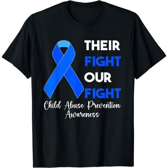 Their Fight Our Fight Child Abuse Awareness Blue Ribbon T-Shirt