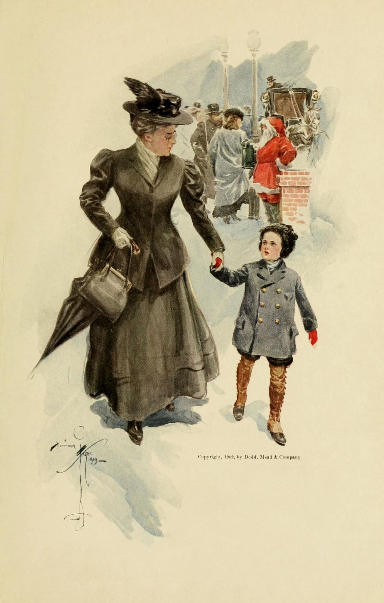 Their Hearts Desire 1909 Does Santa Claus make live things Canvas Art - Harrison Fisher (18 x 24)