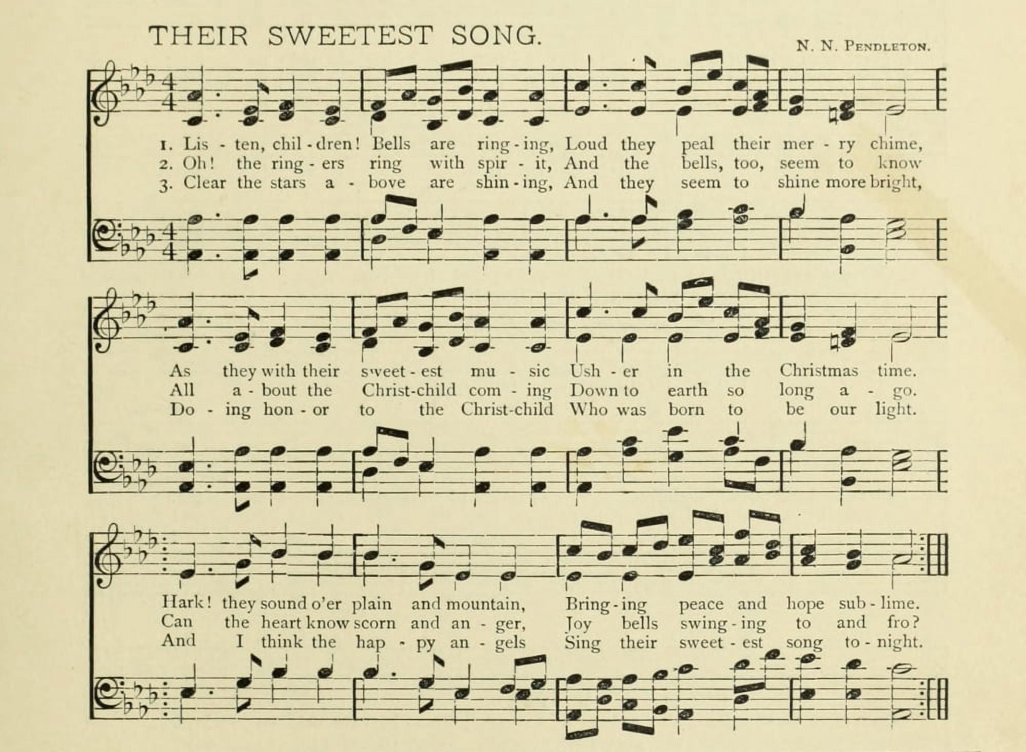 Their Sweetest Song Christmas in Song 1891 Canvas Art -  (18 x 24)
