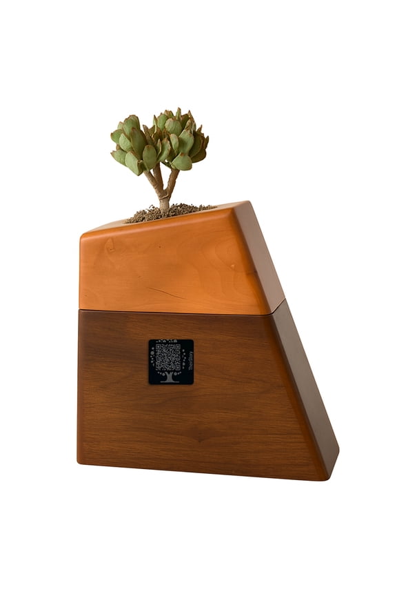 TheirStory Handcrafted Wood Urn and QR Code Tag – Personalized Digital Memorial Keepsake Box – Solid Wood Memory Urn and Scannable Tag for Story Sharing, Photos, and Videos