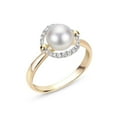 thumbnail image 1 of ThejewelryHut Fancy Designer Vintage Inspired Halo Style Freshwater Pearl and Diamonds Ring, 1 of 3