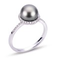 thumbnail image 1 of ThejewelryHut Fancy Designer Vintage Inspired Halo Style Tahitian Pearl and Diamonds Ring, 1 of 2