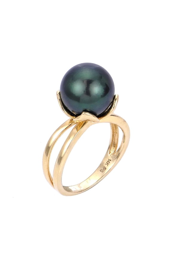 ThejewelryHut Fancy Designer Vintage Inspired Solitaire Style Tahitian Pearl Ring