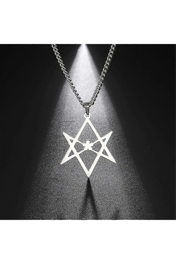 Thelema Hexagram Necklace Stainless Steel Classic Sacred Religious Symbol Pendant Chain Amulet Spiritual Jewelry Gift